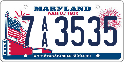MD license plate 7AA3535