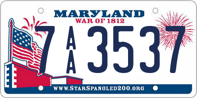 MD license plate 7AA3537