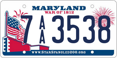 MD license plate 7AA3538