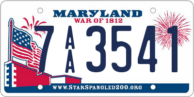 MD license plate 7AA3541