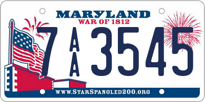 MD license plate 7AA3545