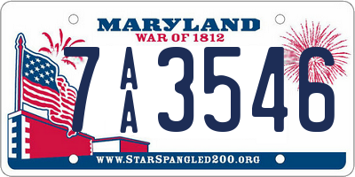 MD license plate 7AA3546