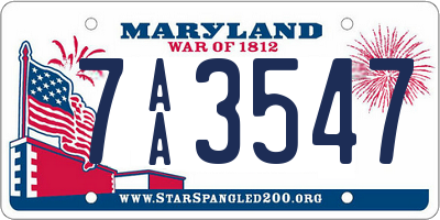 MD license plate 7AA3547