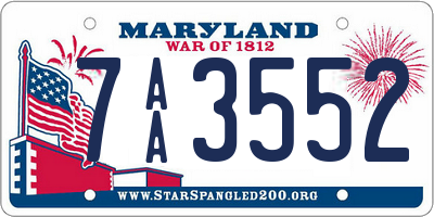 MD license plate 7AA3552