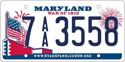 MD license plate 7AA3558