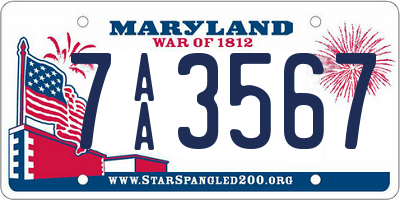 MD license plate 7AA3567