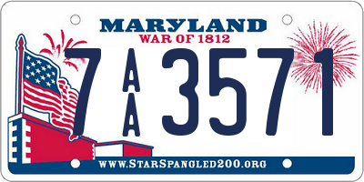 MD license plate 7AA3571