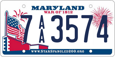 MD license plate 7AA3574