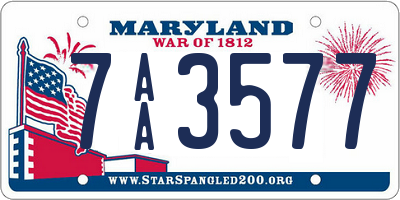 MD license plate 7AA3577