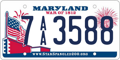MD license plate 7AA3588