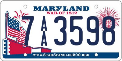 MD license plate 7AA3598