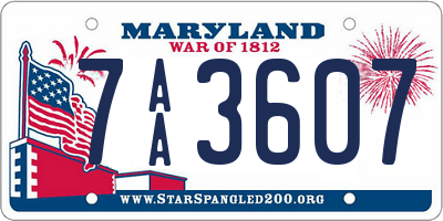 MD license plate 7AA3607