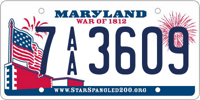 MD license plate 7AA3609