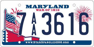 MD license plate 7AA3616