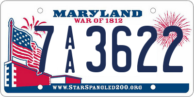 MD license plate 7AA3622