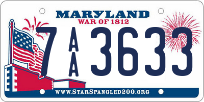 MD license plate 7AA3633