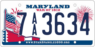 MD license plate 7AA3634
