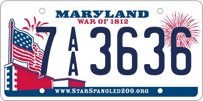 MD license plate 7AA3636