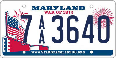 MD license plate 7AA3640