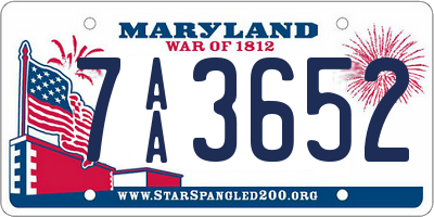 MD license plate 7AA3652