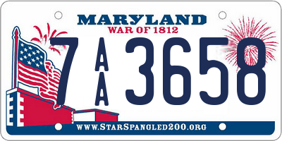 MD license plate 7AA3658