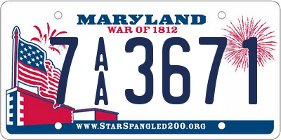 MD license plate 7AA3671