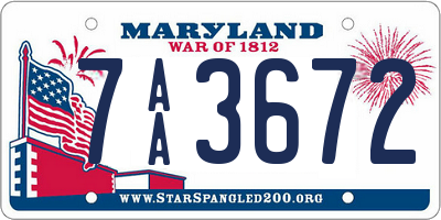 MD license plate 7AA3672