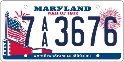 MD license plate 7AA3676