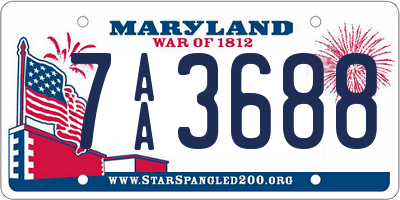 MD license plate 7AA3688