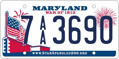 MD license plate 7AA3690