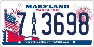 MD license plate 7AA3698