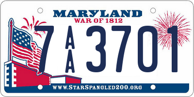 MD license plate 7AA3701