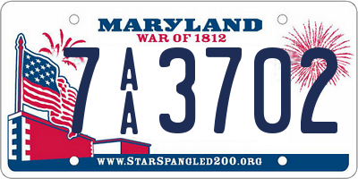 MD license plate 7AA3702