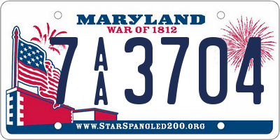 MD license plate 7AA3704