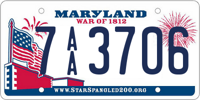 MD license plate 7AA3706