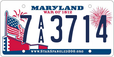 MD license plate 7AA3714