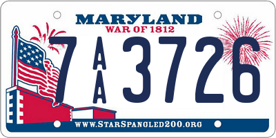 MD license plate 7AA3726