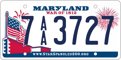 MD license plate 7AA3727