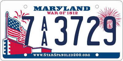 MD license plate 7AA3729