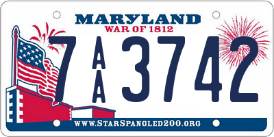 MD license plate 7AA3742
