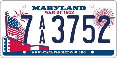 MD license plate 7AA3752