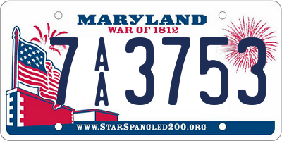 MD license plate 7AA3753