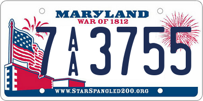 MD license plate 7AA3755