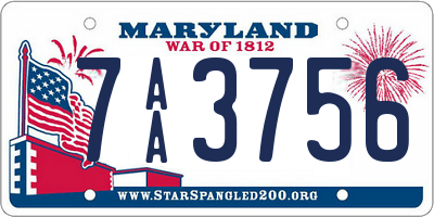 MD license plate 7AA3756