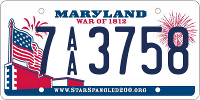MD license plate 7AA3758