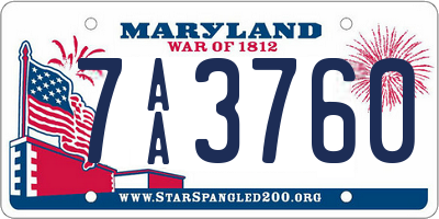 MD license plate 7AA3760