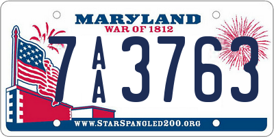 MD license plate 7AA3763