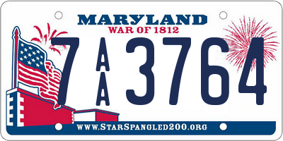 MD license plate 7AA3764