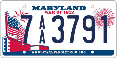 MD license plate 7AA3791