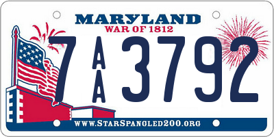 MD license plate 7AA3792